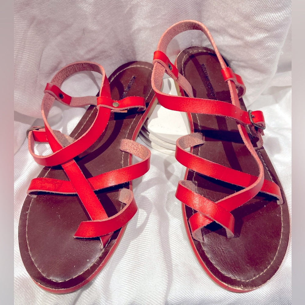 *3 for $20* Gladiator Sandals, Soft Vegan Leather, Red/Coral, sz 5/6.
